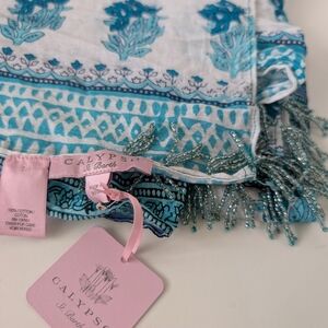 Calypso St. Barth Cotton Scarf Wrap Sarong Beads NWT
